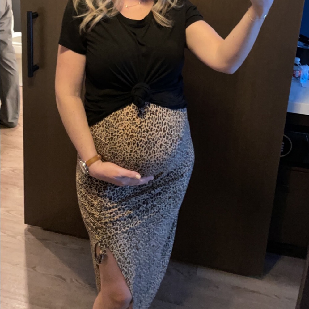 Leopard print maternity skirt